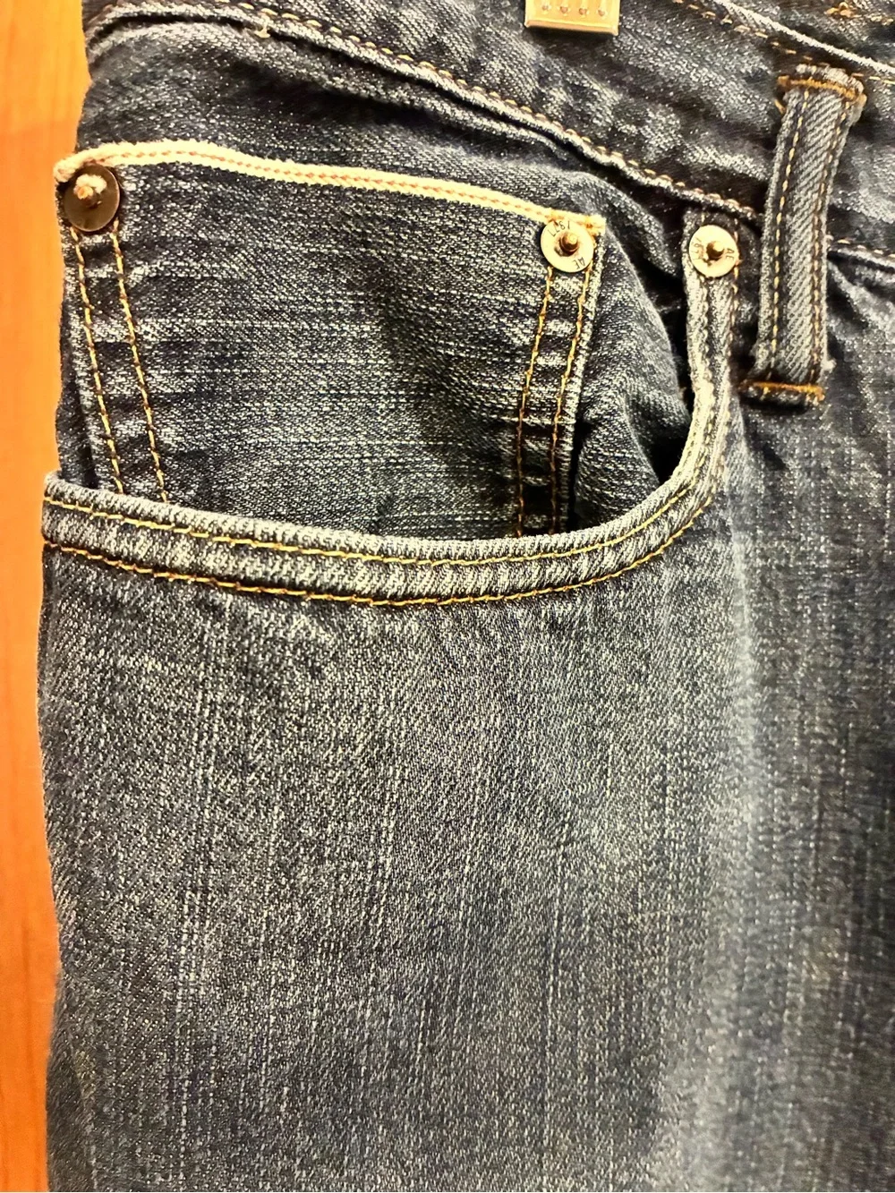 American Eagle Button Fly Blue Jeans Skinny Straight Mens 36x32